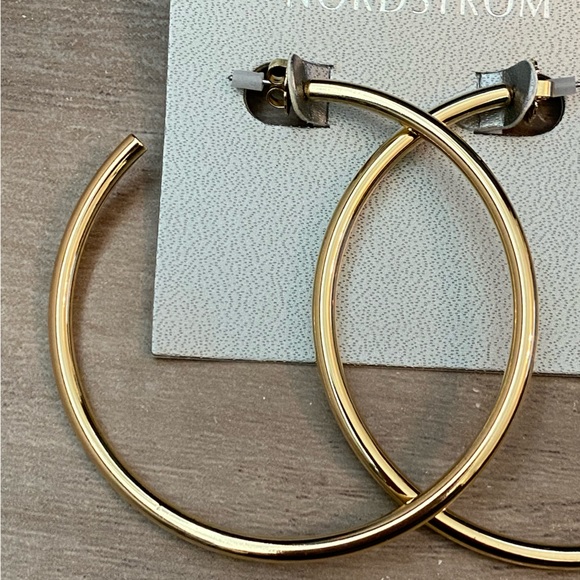 New Nordstrom gold metal hoop earrings - Picture 2 of 4